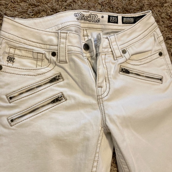 Miss Me Cream Skinny Jeans with Decorative Zips - Picture 2 of 7